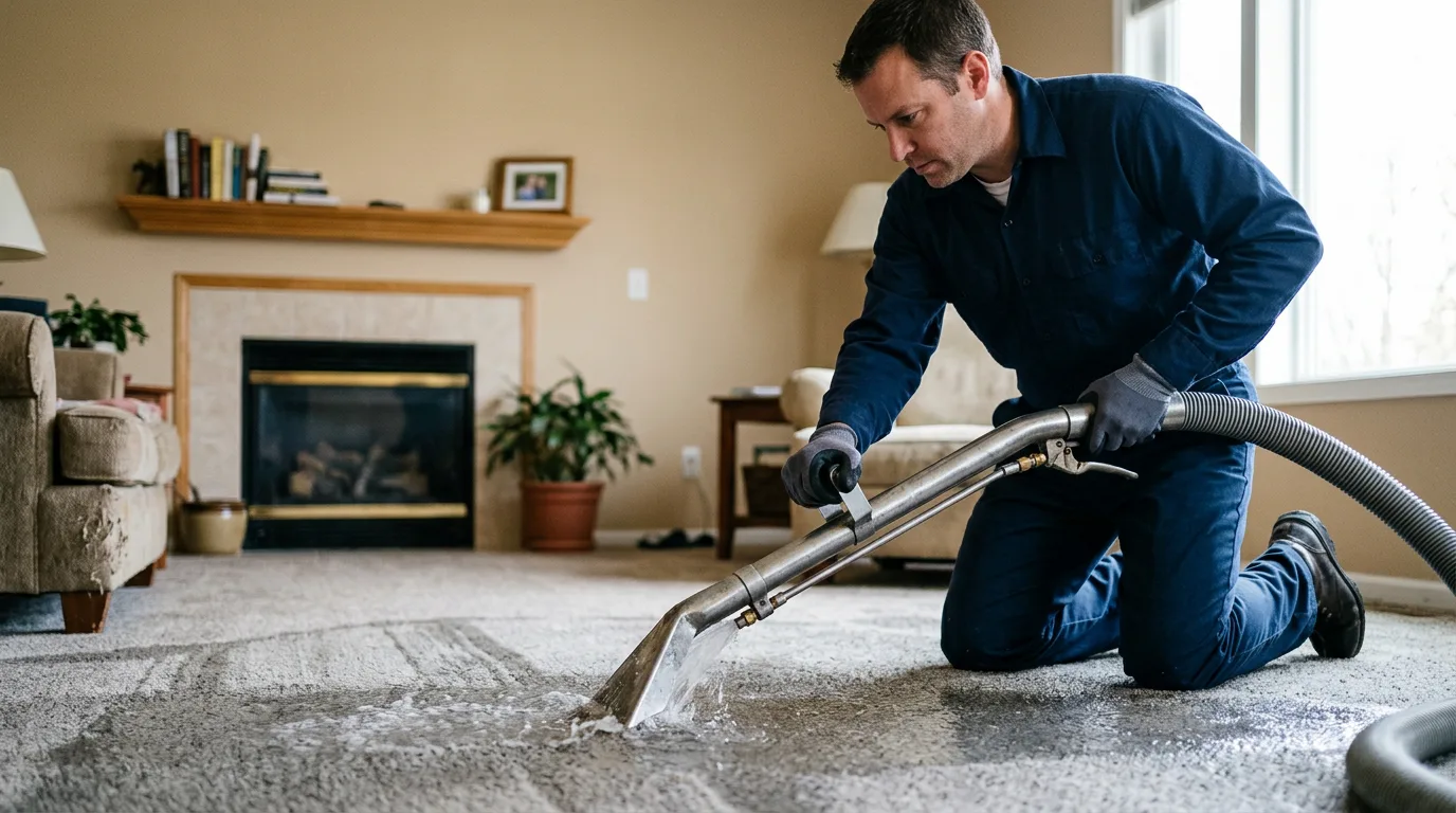 Water damage restoration technician working near Nichols, WI